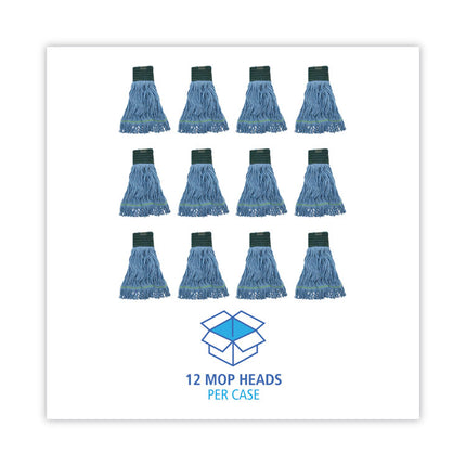 Mop Head, Premium Standard Head, Cotton/rayon Fiber, Medium, Blue, 12/carton