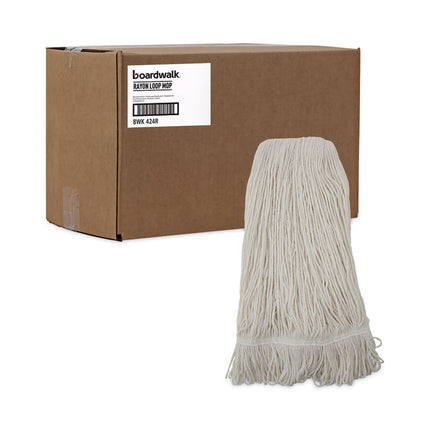 Pro Loop Web/tailband Wet Mop Head, Rayon, 24oz, White, 12/carton