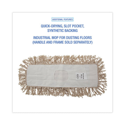 Industrial Dust Mop Head, Hygrade Cotton, 18w X 5d, White