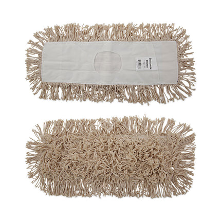 Industrial Dust Mop Head, Hygrade Cotton, 18w X 5d, White