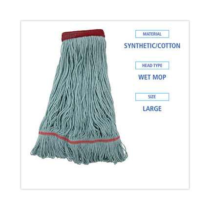 Echomop With Looped-End Wet Head, Synthetic/cotton, Large, Blue, 12/carton
