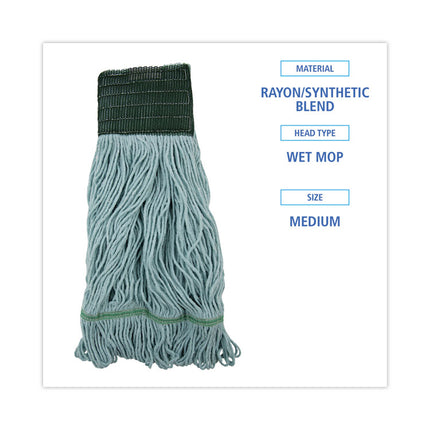 Echomop With Looped-End Wet Head, Synthetic/cotton, Medium, Blue, 12/carton