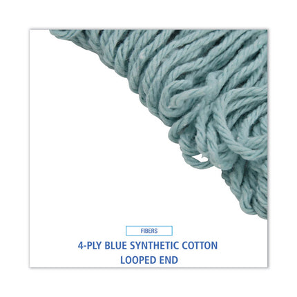 Echomop With Looped-End Wet Head, Synthetic/cotton, Medium, Blue, 12/carton
