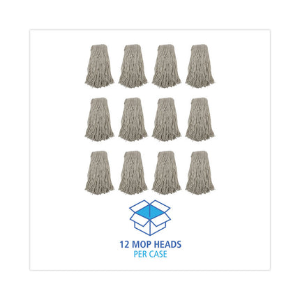 Cut-End Wet Mop Head, Cotton, No. 32, White, 12/carton