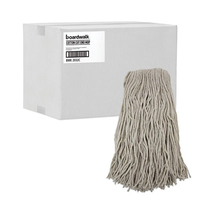 Cut-End Wet Mop Head, Cotton, No. 32, White, 12/carton