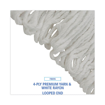 Pro Loop Web/tailband Wet Mop Head, Rayon, #24 Size, White, 12/carton