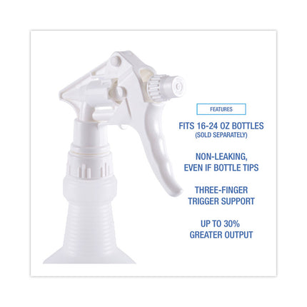 General Purpose Trigger Sprayer, 8" Tube, Fits 16 oz to 24 oz Bottles, White, 24/Carton