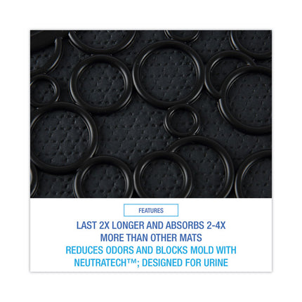 Commode Mat 2.0 Disposable Toilet Floor Mat, Non-Slip Rubber, 22 x 22, Black, 6/Carton