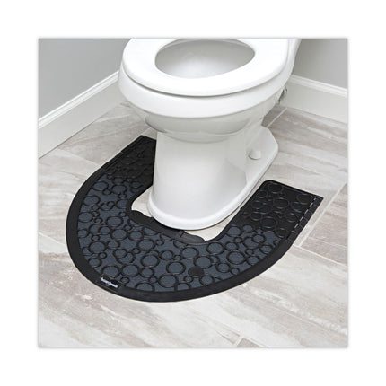 Commode Mat 2.0 Disposable Toilet Floor Mat, Non-Slip Rubber, 22 x 22, Black, 6/Carton