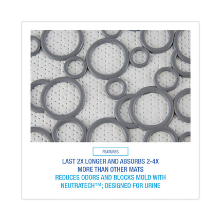Commode Mat 2.0 Disposable Toilet Floor Mat, Non-Slip Rubber, 22 x 22, Gray/White, 6/Carton