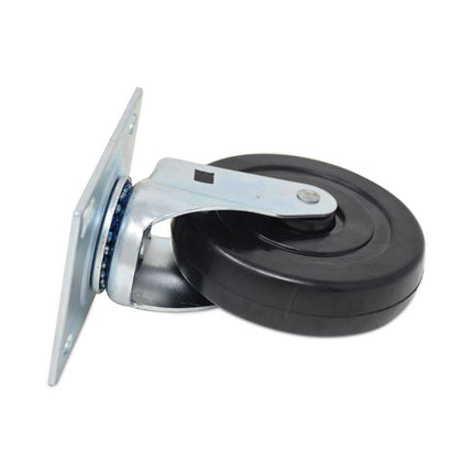 Replacement Plate Casters, Rigid Mount Plate, 5" Rubber Wheel, Black