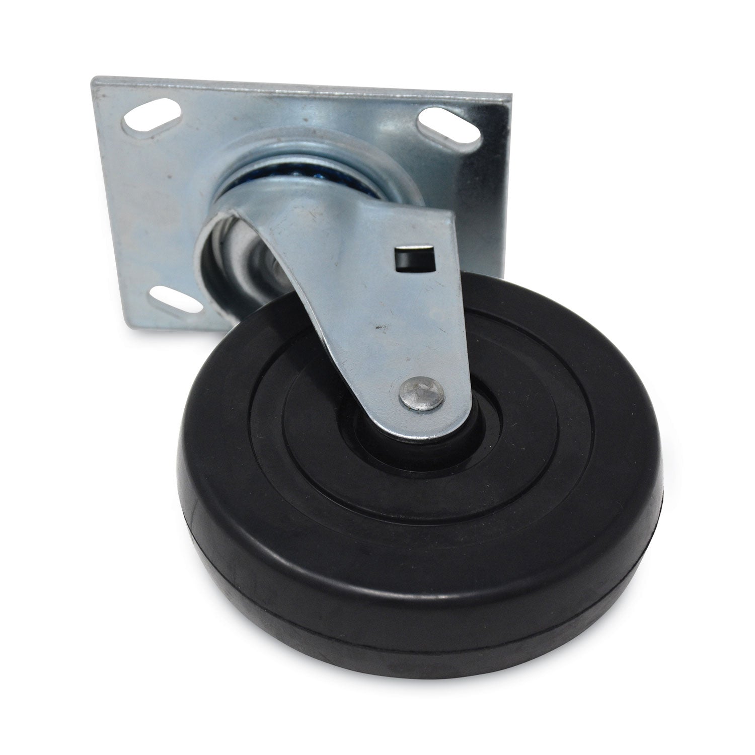 Replacement Plate Casters, Rigid Mount Plate, 5" Rubber Wheel, Black