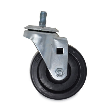 Replacement Bayonet-Stem Swivel Casters, Threaded Stem (0.5" x 1"), 4" Hard Rubber Wheel, Black