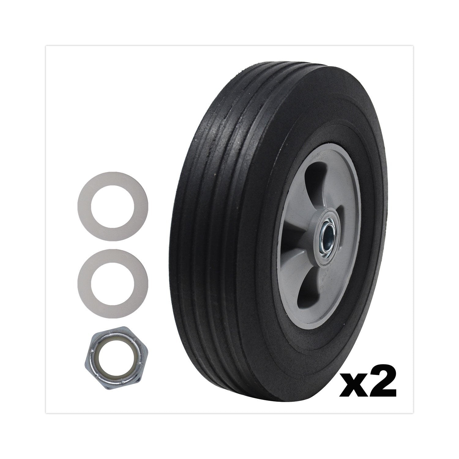 Tilt Truck Wheels, 340 lb Weight Capacity (170 lb Per Wheel), 10" Wheel, Black, 2/Set