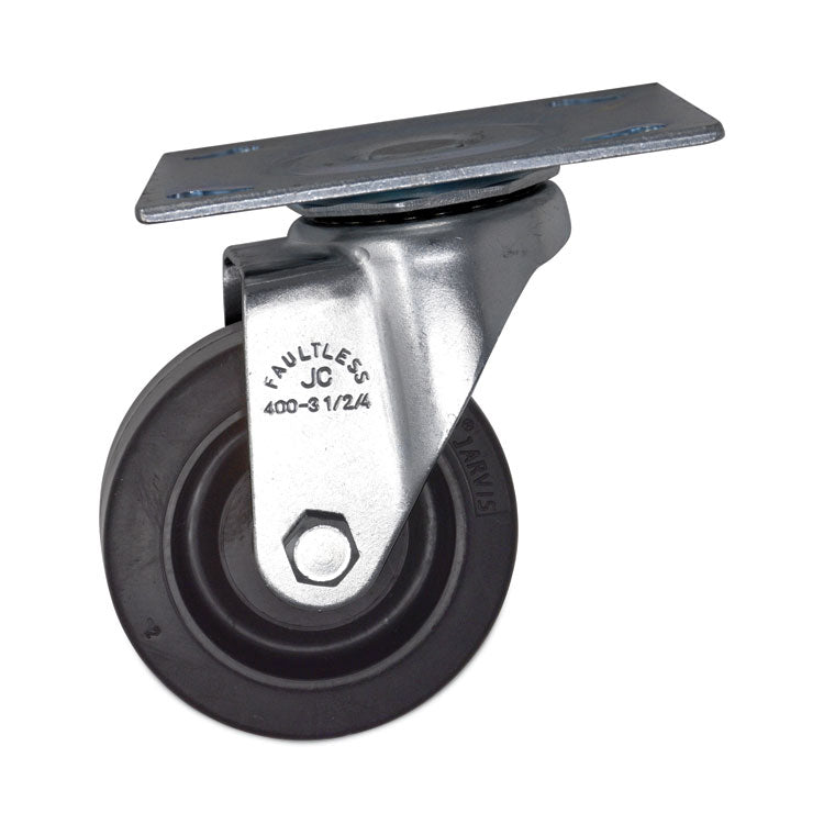 Replacement Plate Casters, Rigid Mount Plate, 3.5" Rubber Wheel, Black