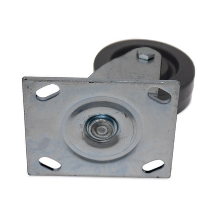 Replacement Plate Casters, Rigid Mount Plate, 3.5" Rubber Wheel, Black