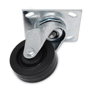 Replacement Plate Casters, Rigid Mount Plate, 3.5" Rubber Wheel, Black