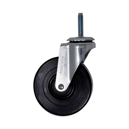 Replacement Bayonet-Stem Swivel Casters, Threaded Stem (0.28" x 1.5"), 4" Hard Rubber Wheel, Black