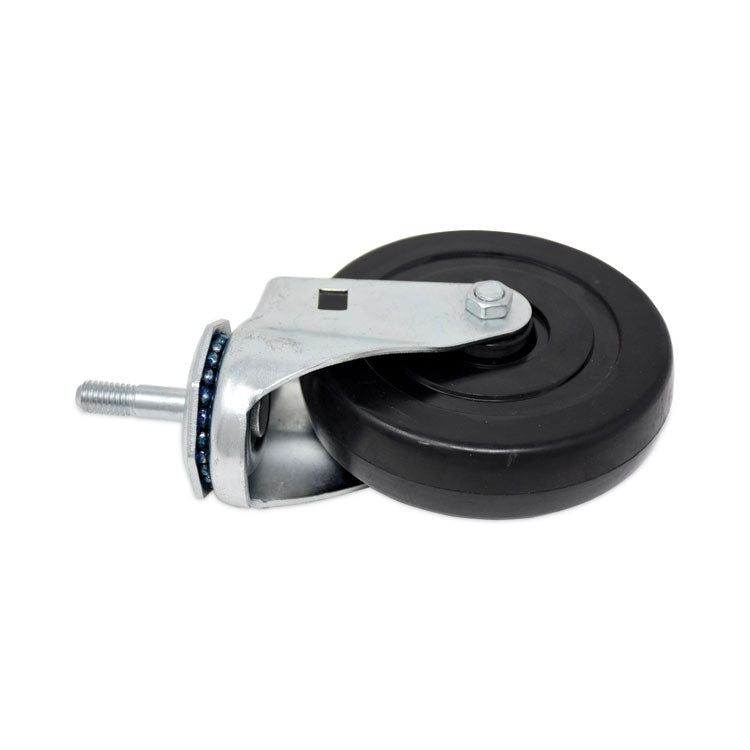 Replacement Bayonet-Stem Swivel Casters, Threaded Stem (0.31" x 1.63"), 5" Hard Rubber Wheel, Black