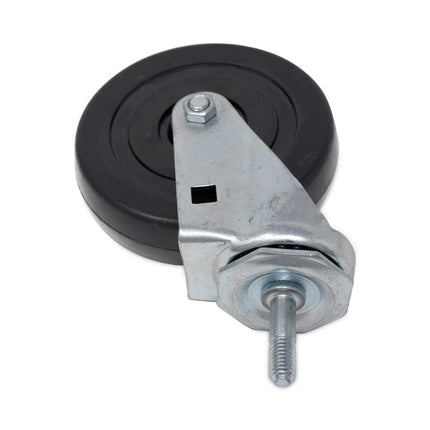 Replacement Bayonet-Stem Swivel Casters, Threaded Stem (0.31" x 1.63"), 5" Hard Rubber Wheel, Black