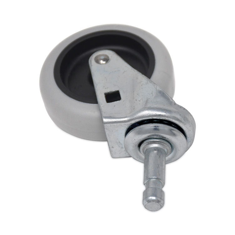 Replacement Bayonet-Stem Swivel Casters, Grip Ring Stem (0.5" x 1.25"), 3" Hard Rubber Wheel, Gray