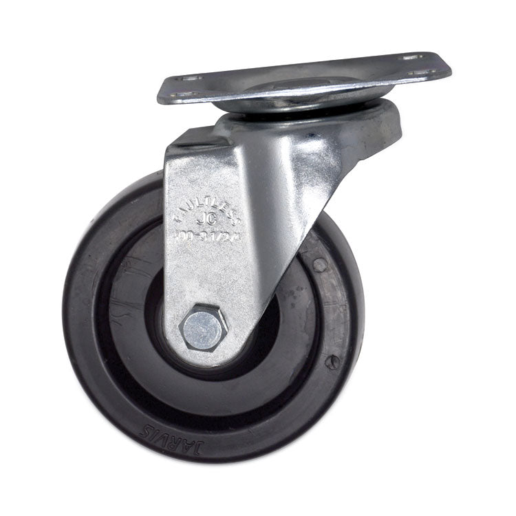 Replacement Plate Casters, Rigid Mount Plate, 4" Phenolic Wheel, Black