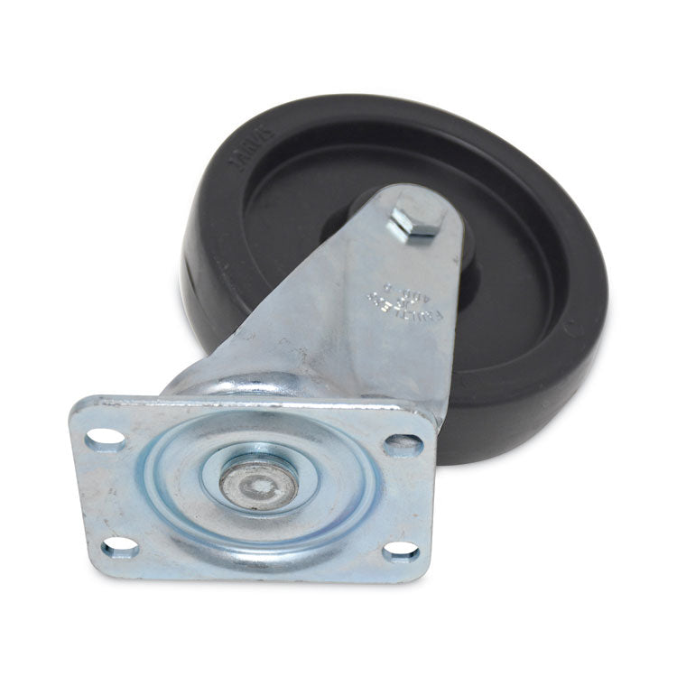 Replacement Plate Casters, Rigid Mount Plate, 5" Polypropylene Wheel, Black