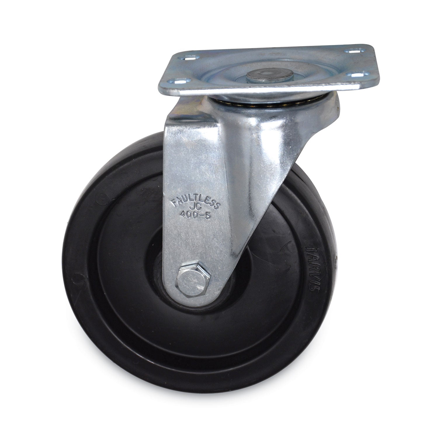 Replacement Plate Casters, Rigid Mount Plate, 5" Polypropylene Wheel, Black
