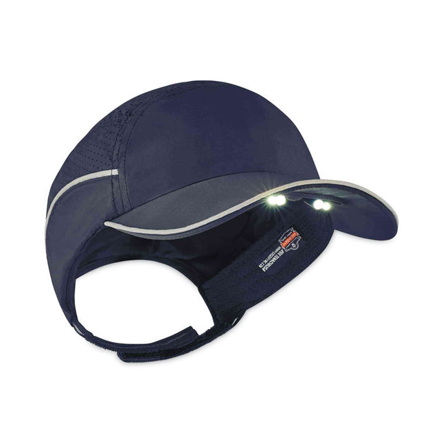 Skullerz 8965 Lightweight Bump Cap Hat with LED Lighting, Long Brim, Navy