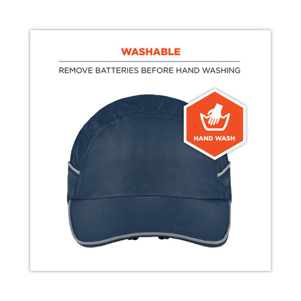 Skullerz 8965 Lightweight Bump Cap Hat with LED Lighting, Long Brim, Navy