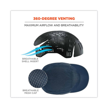 Skullerz 8965 Lightweight Bump Cap Hat with LED Lighting, Long Brim, Navy