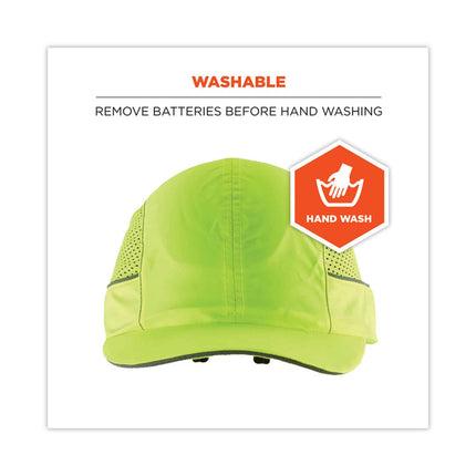 Skullerz 8960 Bump Cap with LED Lighting, Short Brim, Lime Green