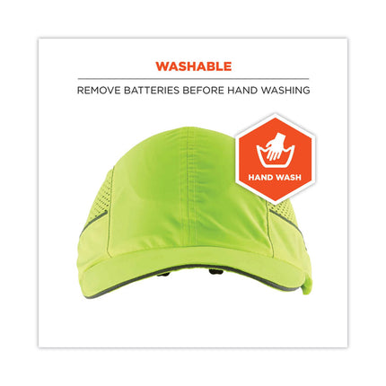 Skullerz 8960 Bump Cap with LED Lighting, Long Brim, Lime Green