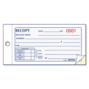 Small Money Receipt Book, Two-Part Carbonless, 2.75 x 5, 50 Forms Total