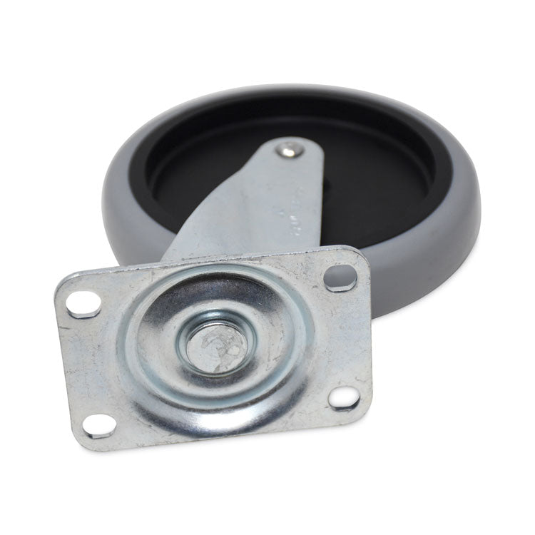 Replacement Bayonet-Stem Swivel Casters, Swivel Mount Plate, 5" Soft Rubber Wheel, Black