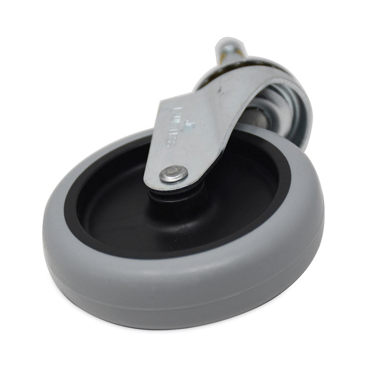 Replacement Bayonet-Stem Swivel Casters, Push and Lock Stem (0.44" x 2"), 4" Soft Rubber Wheel, Black/Gray/Silver