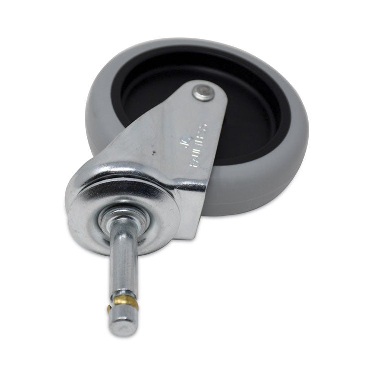 Replacement Bayonet-Stem Swivel Casters, Push and Lock Stem (0.44" x 2"), 4" Soft Rubber Wheel, Black/Gray/Silver
