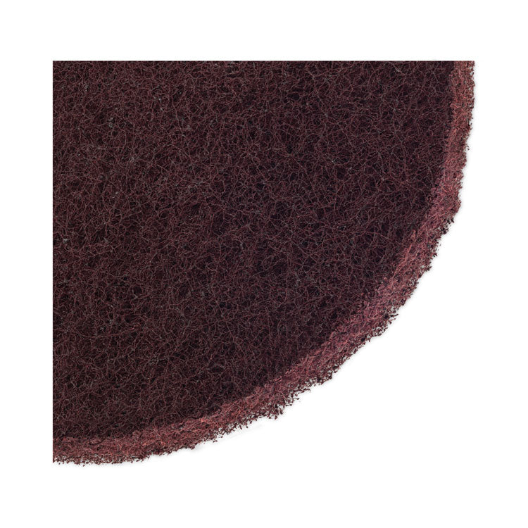 Deep Scrub Pads, 20" Diameter, Maroon, 10/Carton