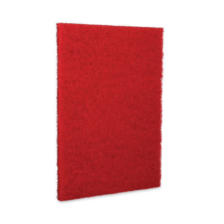 Buffing Floor Pads, 20 x 14, Red, 10/Carton