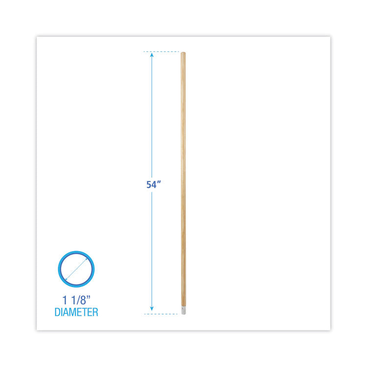 Lie-Flat Screw-In Mop Handle, Lacquered Wood, 1.13" dia x 54", Natural