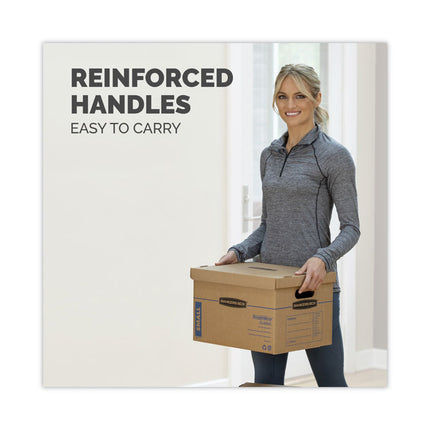 SmoothMove Classic Moving/Storage Boxes, Half Slotted Container (HSC), Large, 17" x 21" x 17", Brown/Blue, 5/Carton