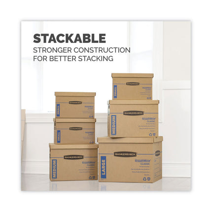 SmoothMove Classic Moving/Storage Boxes, Half Slotted Container (HSC), Small, 12" x 15" x 10", Brown/Blue, 10/Carton