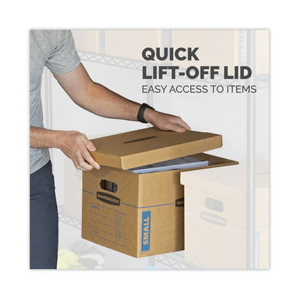 SmoothMove Classic Moving/Storage Boxes, Half Slotted Container (HSC), Small, 12" x 15" x 10", Brown/Blue, 10/Carton