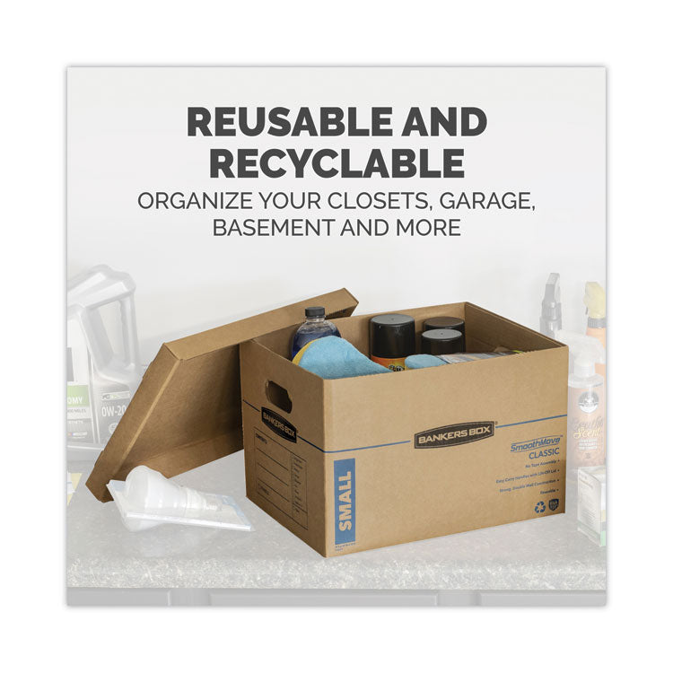 SmoothMove Classic Moving/Storage Boxes, Half Slotted Container (HSC), Small, 12" x 15" x 10", Brown/Blue, 20/Carton