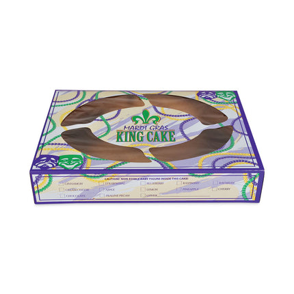 Mardi Gras King Cake Window Boxes, 19 x 14 x 3.5, Green/Purple/White, Paper, 50/Carton