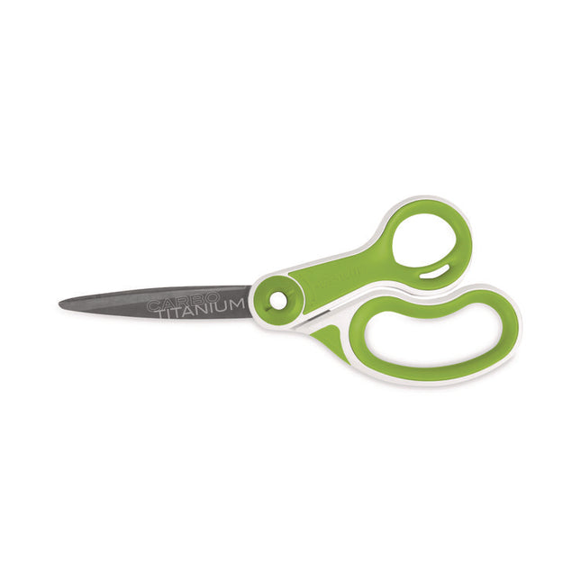 CarboTitanium Bonded Scissors, 8" Long, 3.25" Cut Length, Straight White/Green Handle