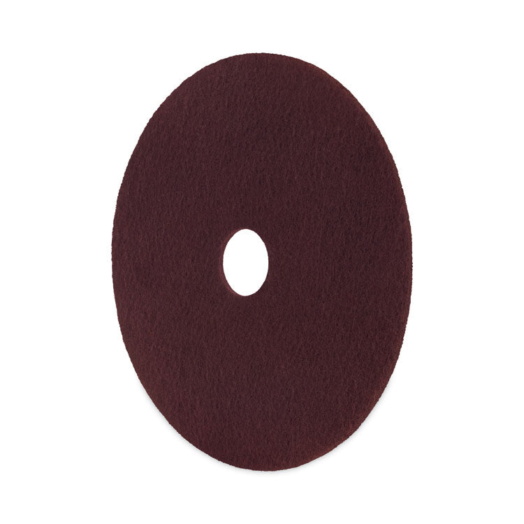 Deep Scrub Pads, 16" Diameter, Maroon, 10/Carton