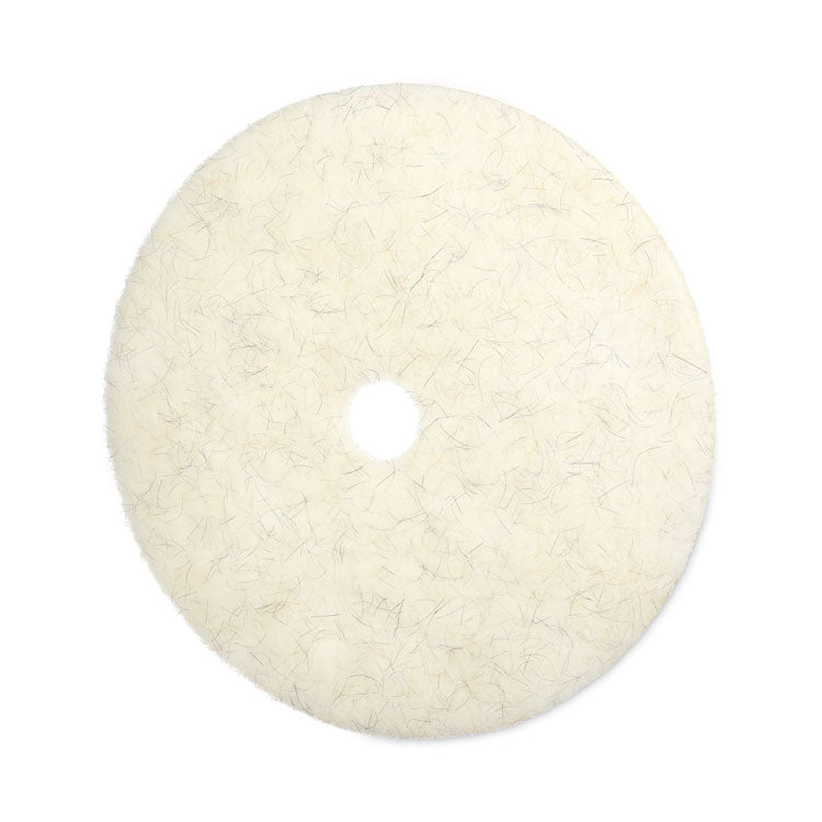Natural Burnishing Floor Pads, 27" Diameter, White, 5/Carton