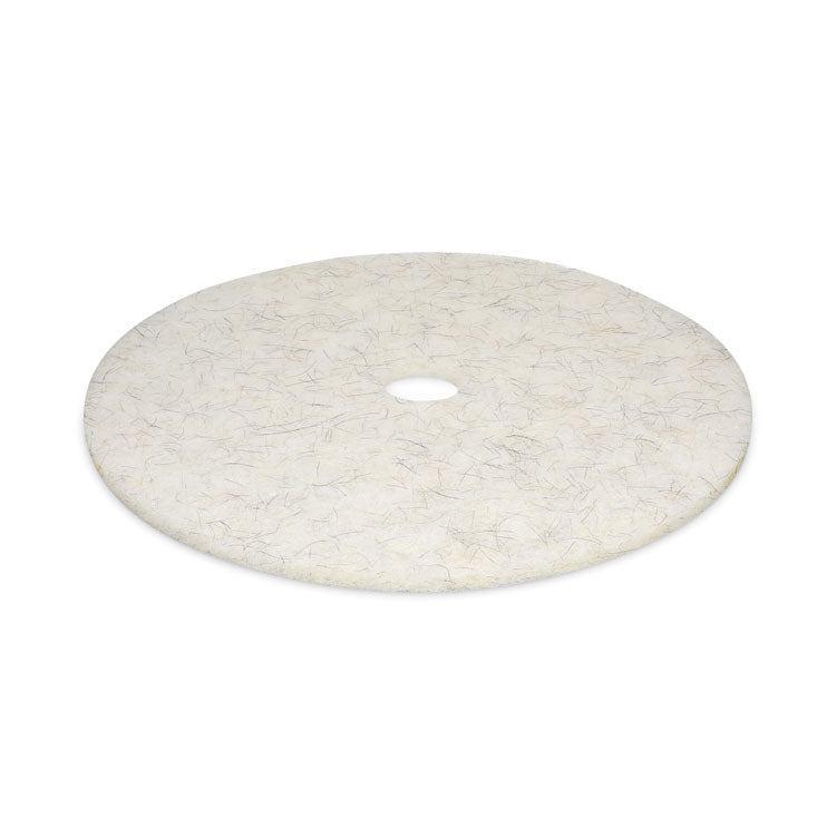 Natural Burnishing Floor Pads, 27" Diameter, White, 5/Carton