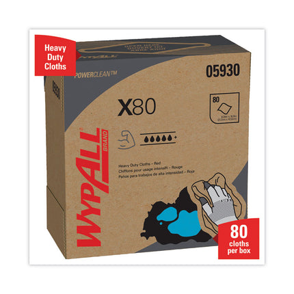 X80 Cloths, HYDROKNIT, POP-UP Box, 8.34 x 16.8, Red, 80/Box, 5 Box/Carton